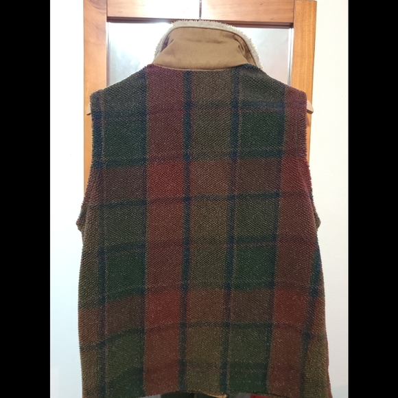 🐑 Vintage Woolrich - Cute Plaid Patterned Vest, Shearling Texture - Size M - Picture 2 of 8
